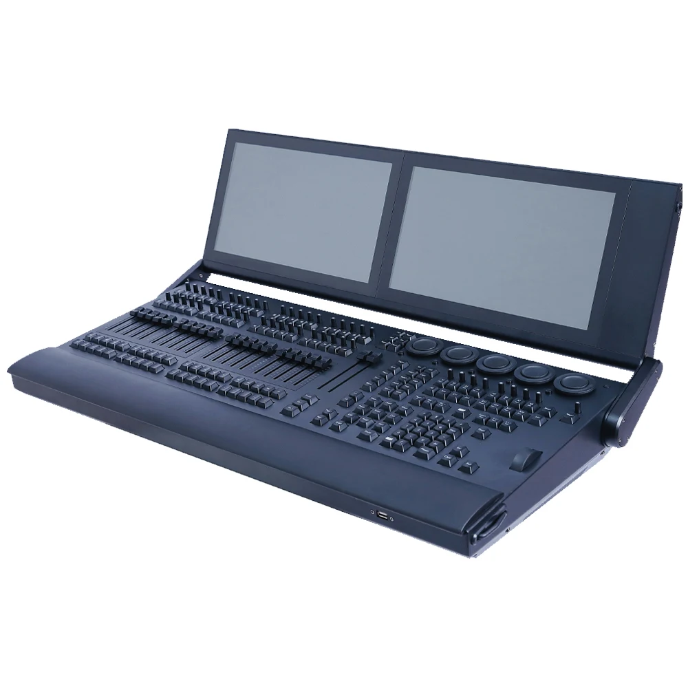 Controller DMX Win 10 i7 8 GB RAM 128 GB SSD 2 Schermi touch 49 Encoder RGB 20 Fader motorizzati 5 ingressi DMX per illuminazione scenica