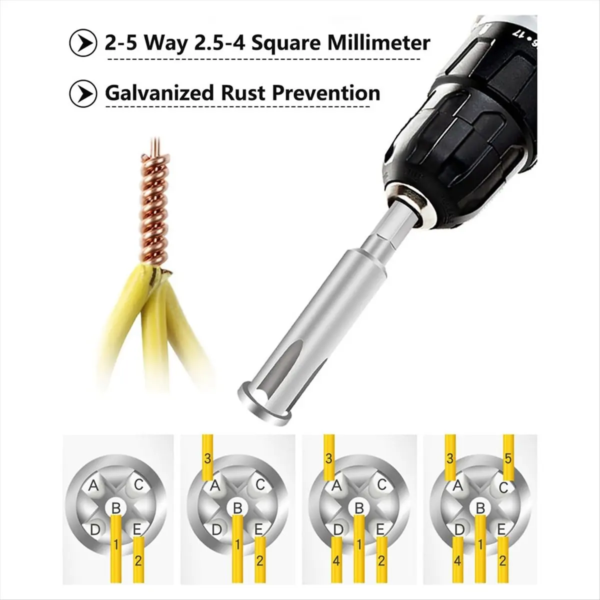 *ABAB 2Pcs Wire Twisting Tool 1/4Inch Hex-Shank Electrical Cable Wire Stripper and Twister Wire Stripping Tool WireNut Twister