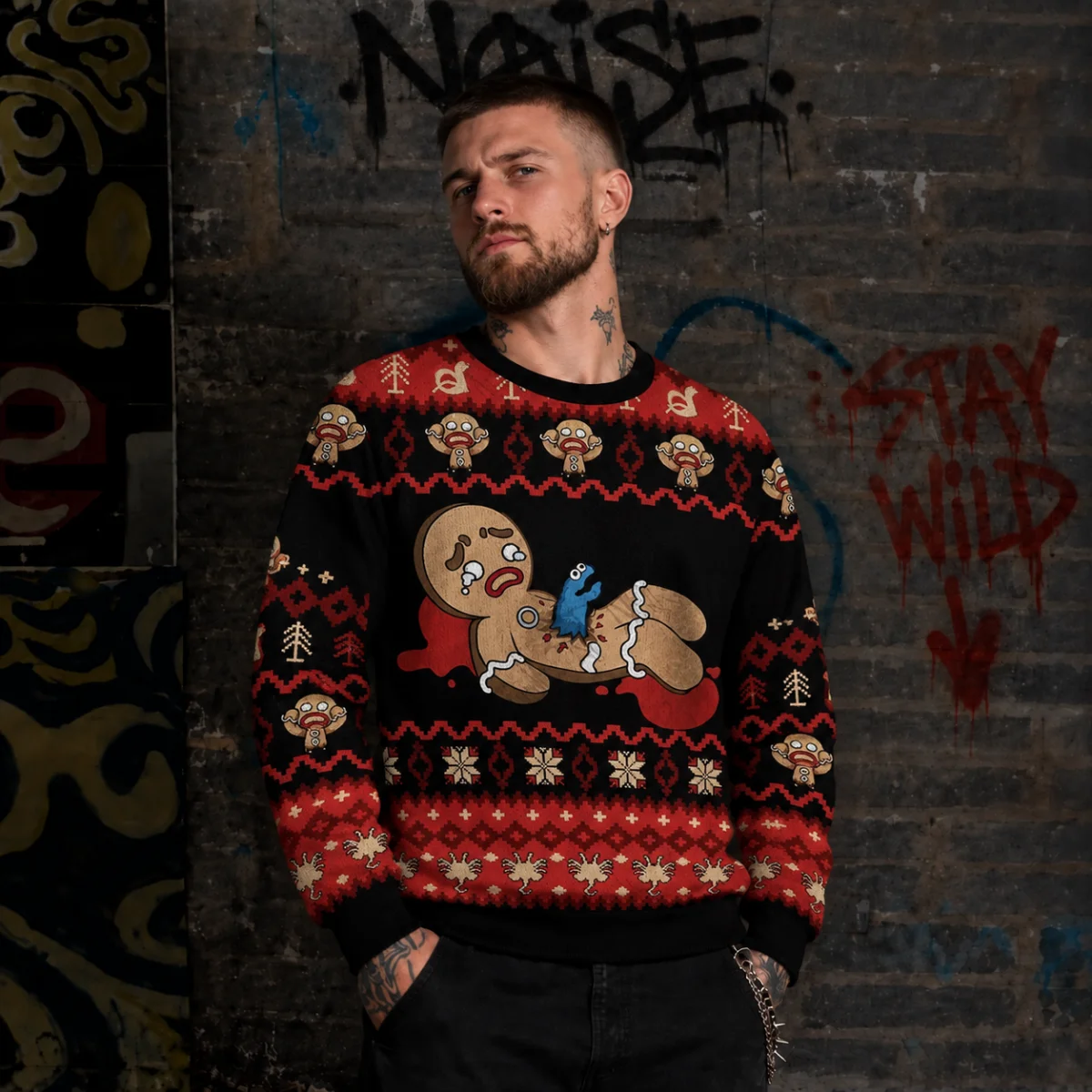 2026 New Gingerbread Man Dark Humor Ugly Christmas Sweater Men‘s Women’s Kid‘s Family Pullover Funny Christmas Party Jumper
