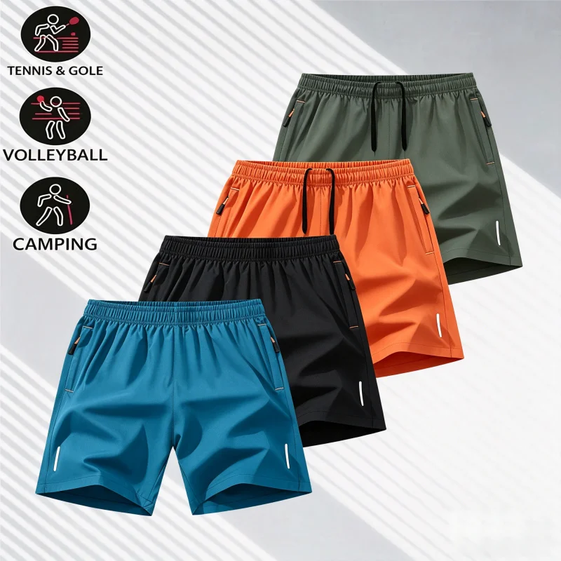 Men's Ice Silk Cool Shorts 10 Colors, Loose & Stretchy, Lightweight Breathable Casual Sports Shorts for Summer Fitness Running