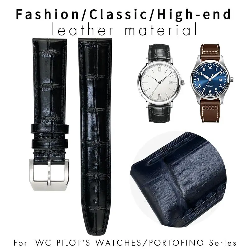 

ONECMN 20mm Cowhide Watch Strap Needle Buckle Clasp Leather Watchband Fit for IWC PORTUGIESER PORTOFINO Series Bracelet