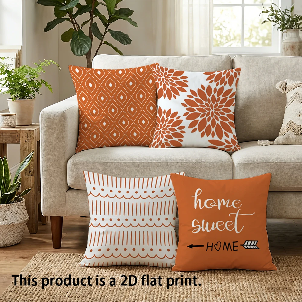 1pc  Burnt Orange Boho Throw Pillow Covers Home Sweet Home Farmhouse Decorative Cushion Cases