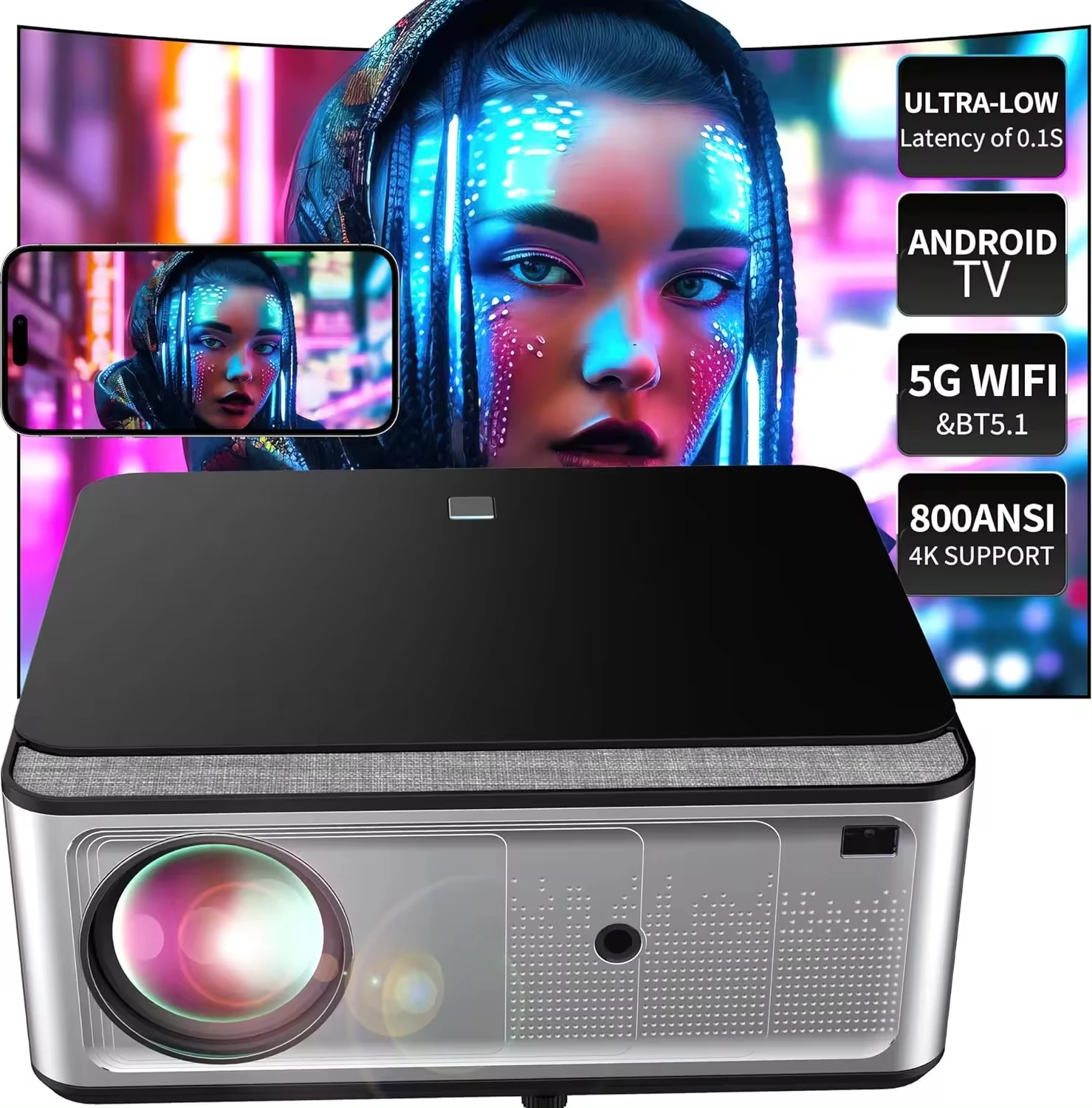 New Business Office Education Training Projector Intelligent HD 4K Home Projector Engineering Blue Light Projector