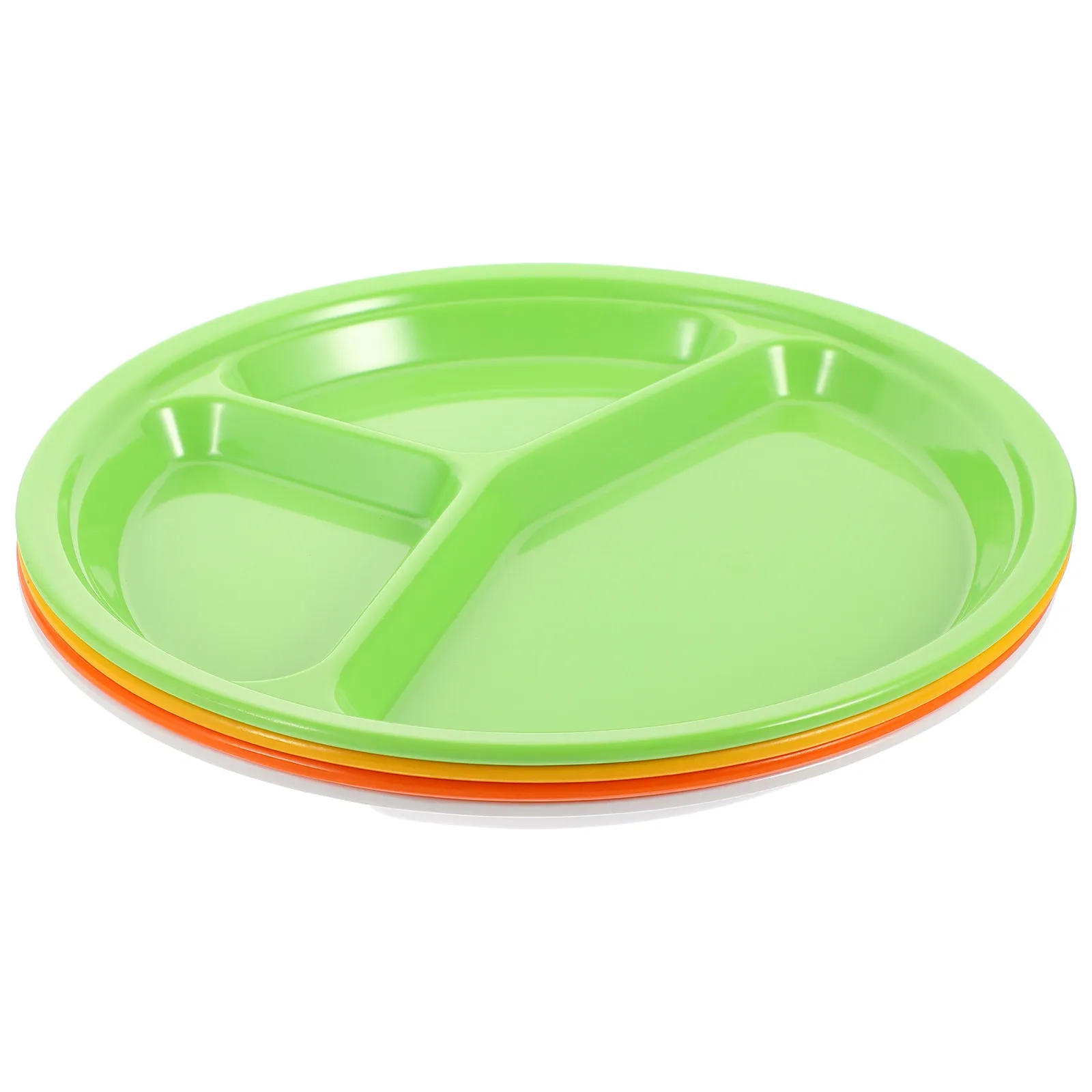 4Pcs 3-Compartment Round Melamine Divided Plate for Portion Control Diet Meals Dishwasher Safe Easy Clean Home Kitchen Dining