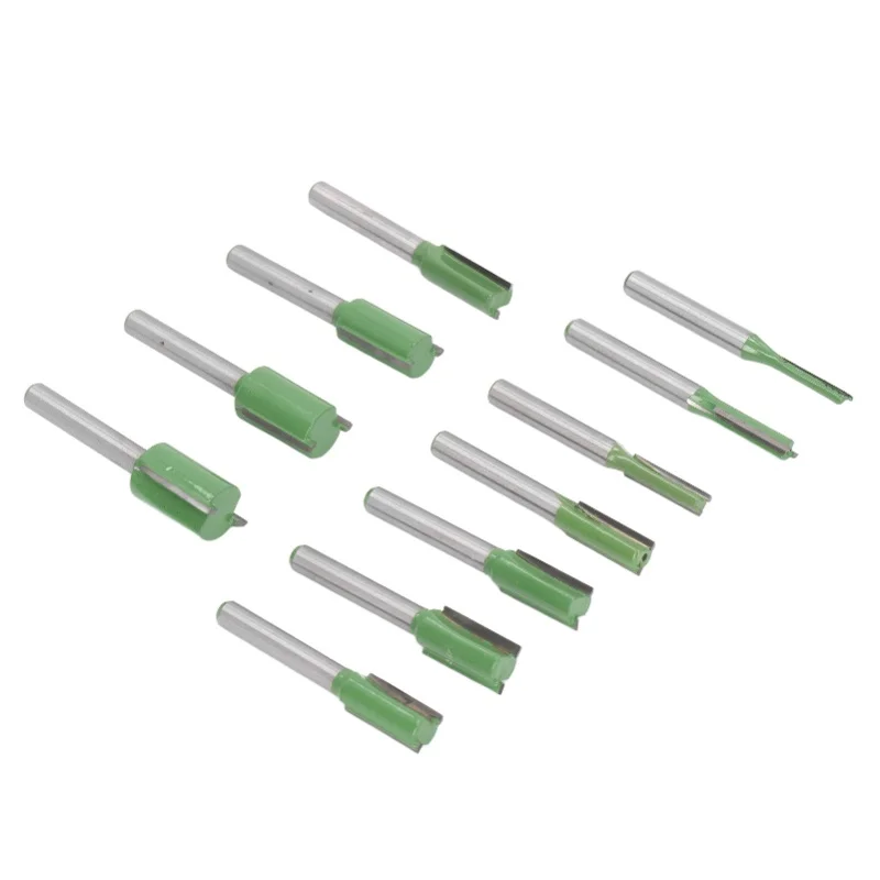 

11PCS 6mm Shank Router Bits Tungsten Steel Alloy Single Double Flute Straight Bit For Trimming Carving