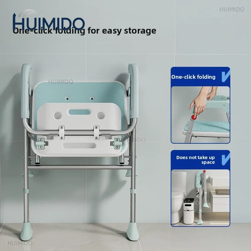 Foldable Shower Chairs with Armrests ,Heavy Duty Elderly Hygienic Bath Chair Disabled Bathroom Chairs, Supports Up To 400 Lbs