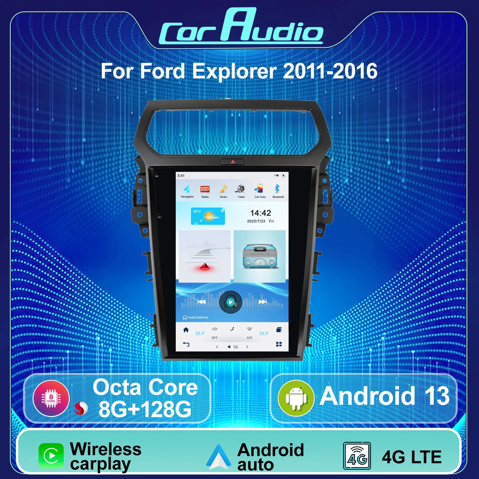 

12.1 Inch Android Car Multimedia Player For Ford Explorer 2011-2016 GPS Navigation 4G LTE wireless Carplay