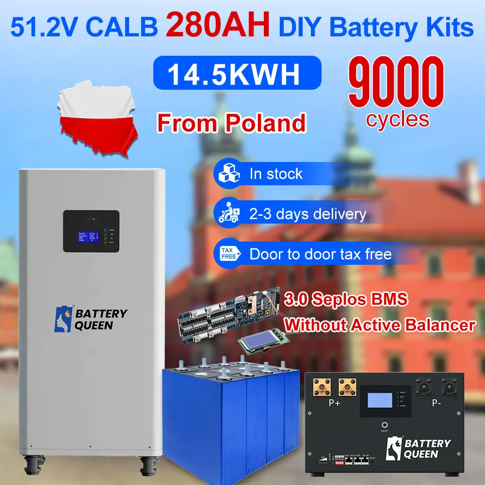 폴란드 14.5KWH CALB280 9000 사이클 3.0 세플로스 배터리 키트, 액티브 밸런서 없는 Lifepo4 배터리 팩, A + 가정용 태양광 등급