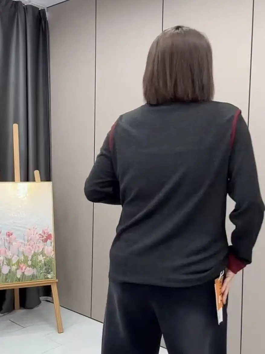 2025年新作 スレカラー ブロ ロングスリーブ レディース Tシャツ ルーズフィット 着痩せ効果 ボタンアップ オープンカラー ベースレイヤー トップス