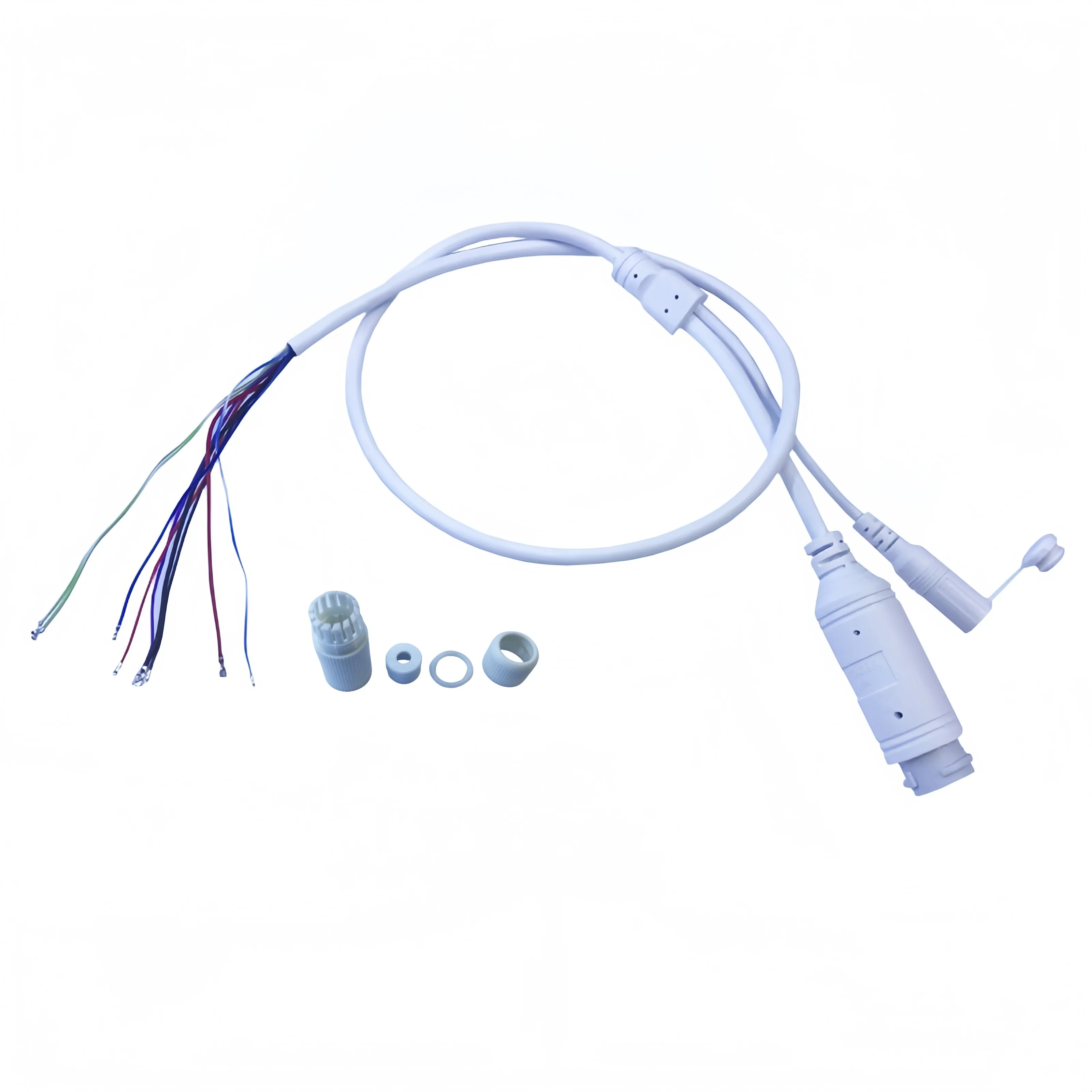 48V POE Waterproof Tail Cable 9-Core Network Splitter Cable for IP Camera with Waterproof Cap 700mm Oxygen Free Copper