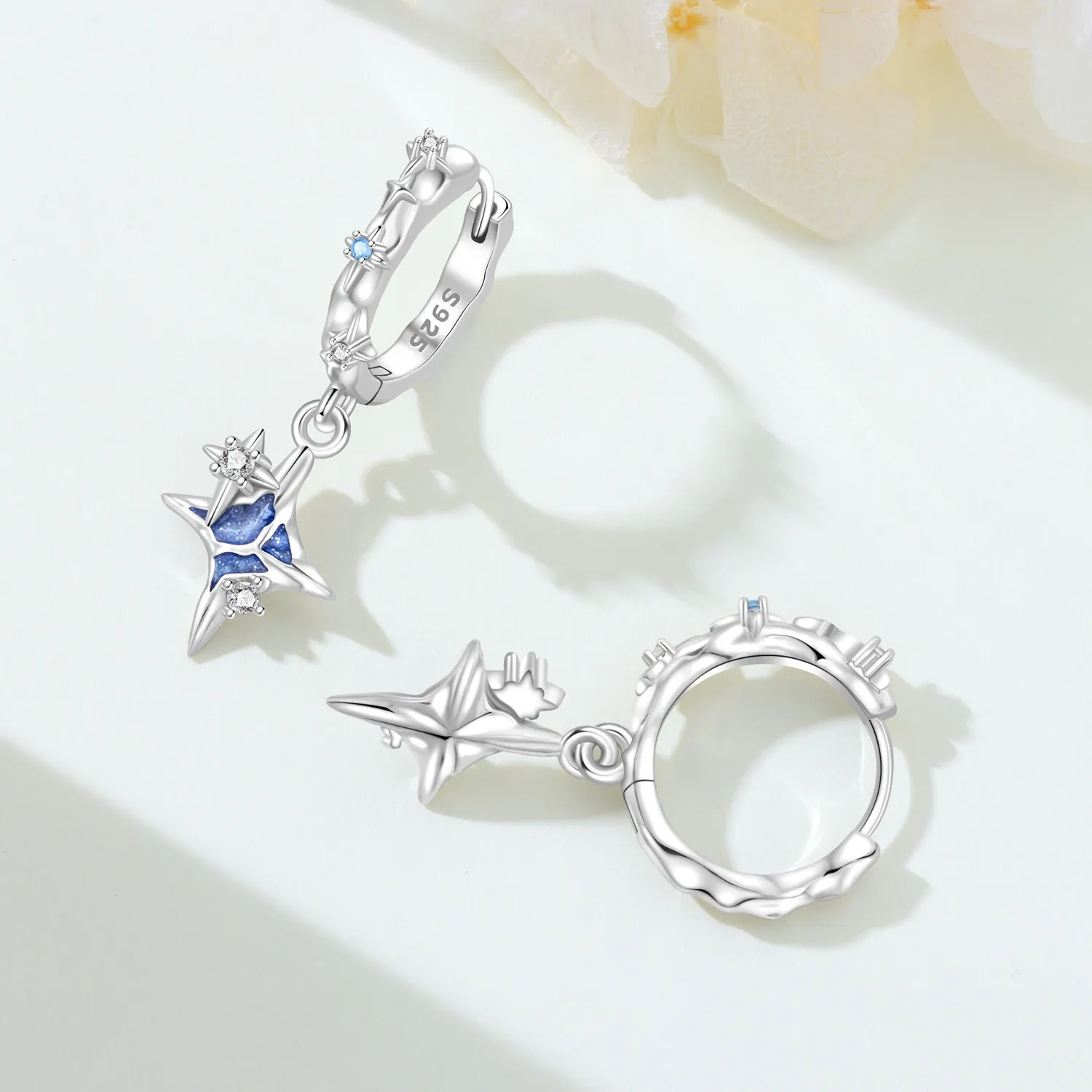 Original 925 Sterling Silber Ohrringe Himmelskundliche Sonne Stern Mond Tropfenohrringe für Frauen Täglicher Geburtstags- Valentinstags-Schmuck Geschenk – Detail 30