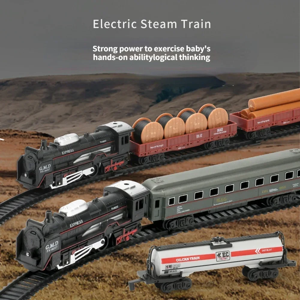 Simulation Electric Train Model with Track Railway Toys Battery Operated Classical High-speed Rail train toys for children