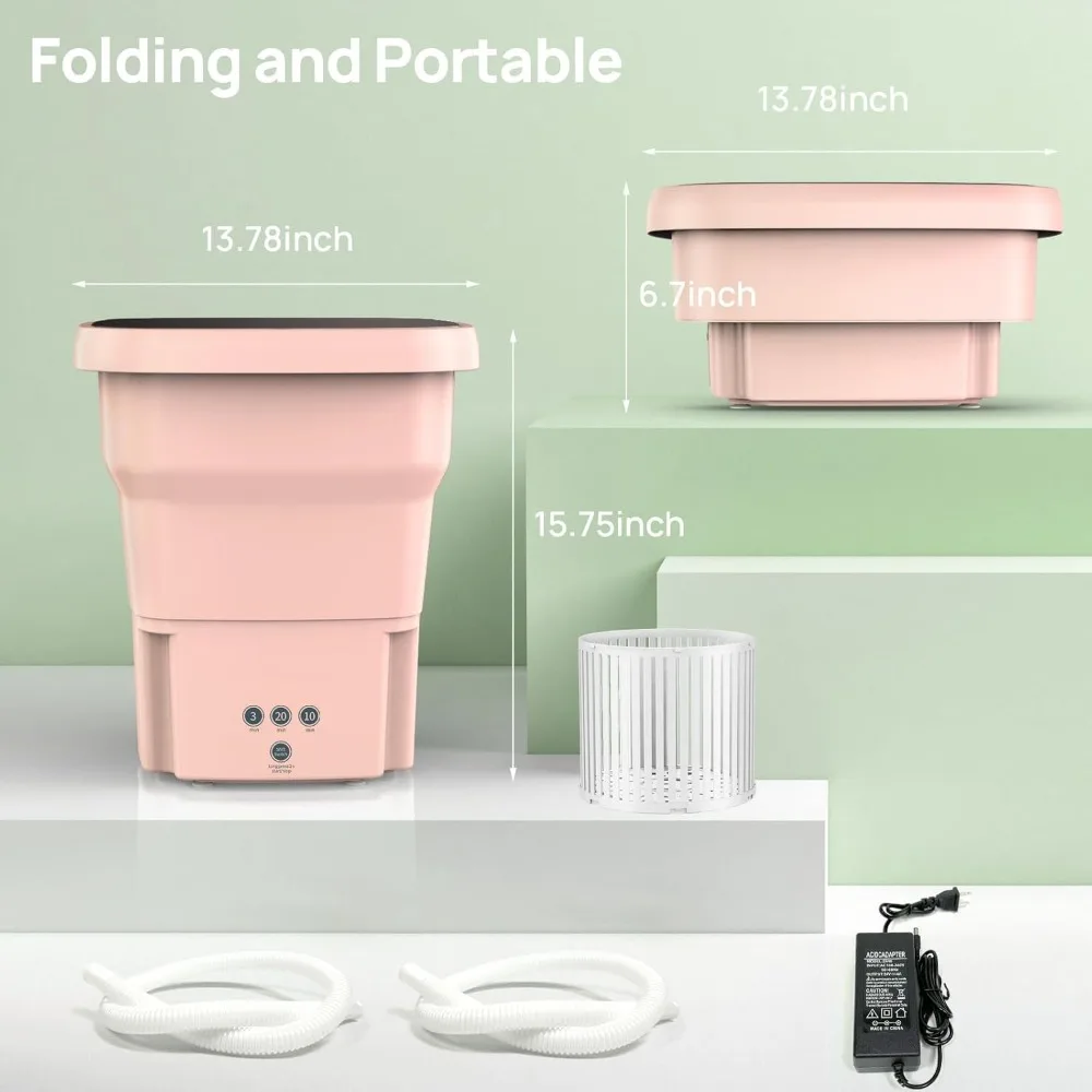 غسالة محمولة قابلة للطي مع ضوء أزرق ، غسالة صغيرة للملابس الداخلية ، ملابس الأطفال ، شقة ، RV ، 15l
