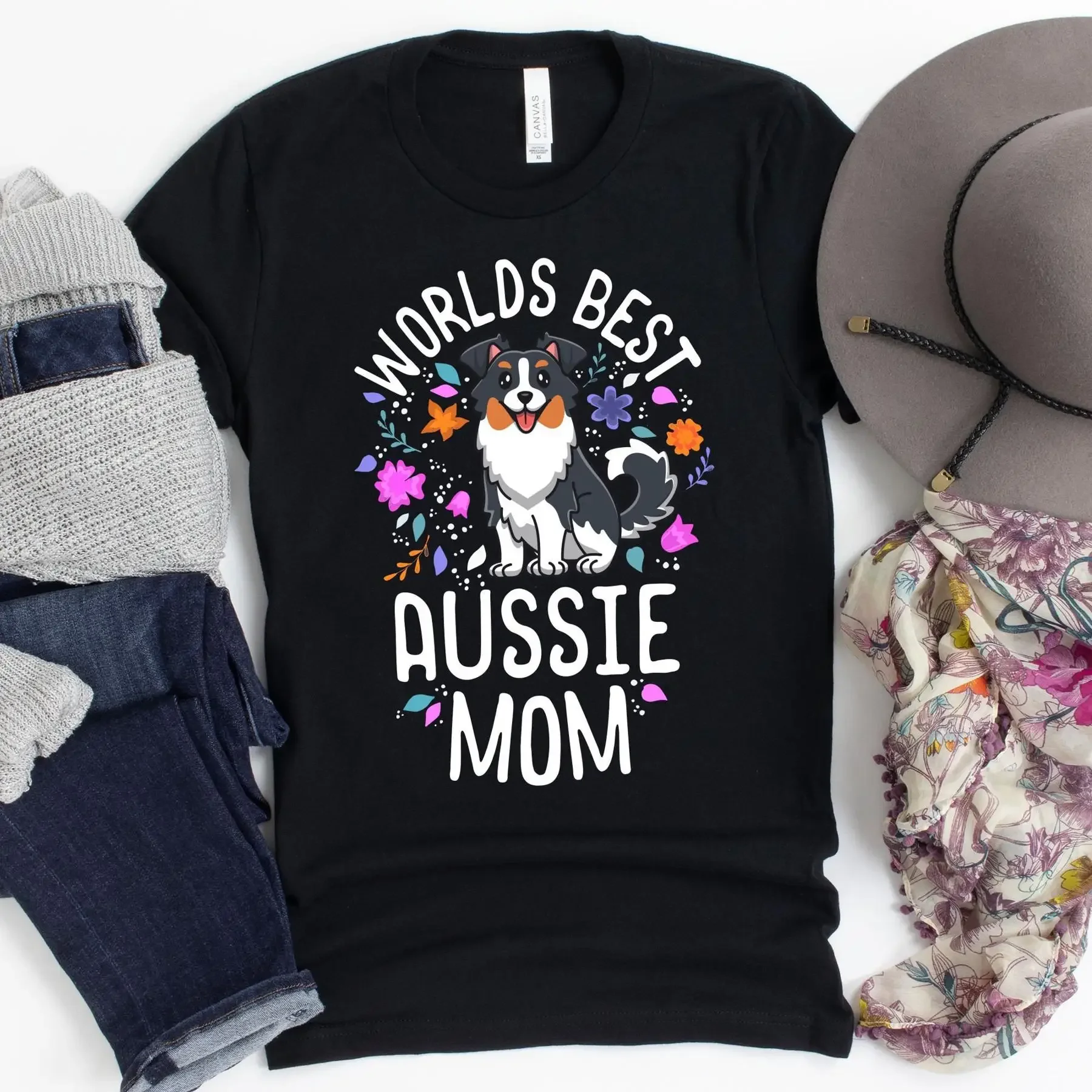 World s Best Aussie Mom T Shirt Australian Shepherd Merle For Puppy