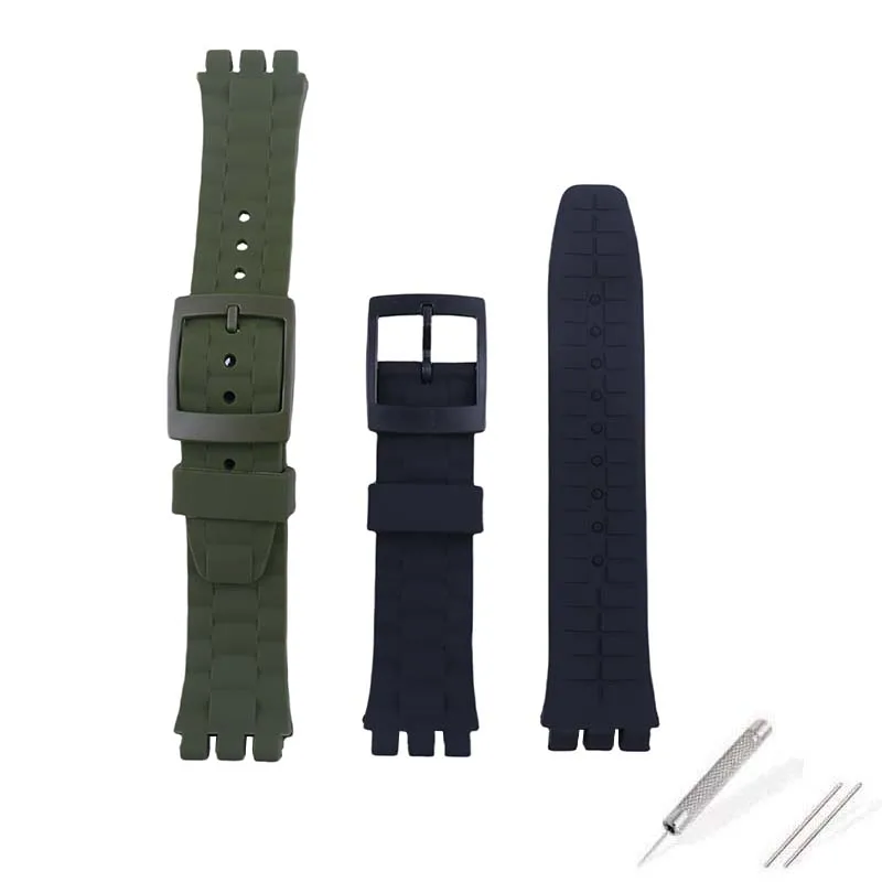 Men's silicone watch band accessories compatible for Swatch Diving suuk400 suuw100 watch strap women's sports wristband 21mm