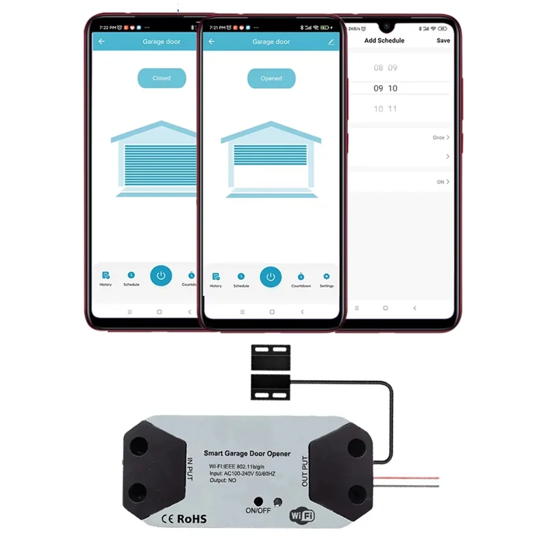 

B29C-Smart Garage Door Opener Controller Compatible With For Alexa, Google Home, Smartlife & Tuya,Voice & App Control