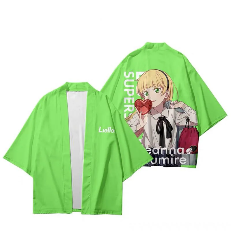 Lovelive Superstar Kawaii Anime Japanse 3d Kimono Shirt Mannen Vrouwen Zeven Punt Mouw Tops Casual Unisex Vest Jas Kleding