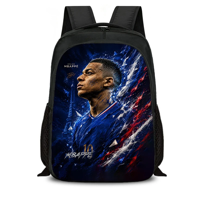 Learn, Travel School Bags Football Sport Large Capacity Bookbag M-Mbappe Double layered Backpack Football Star Rucksack
