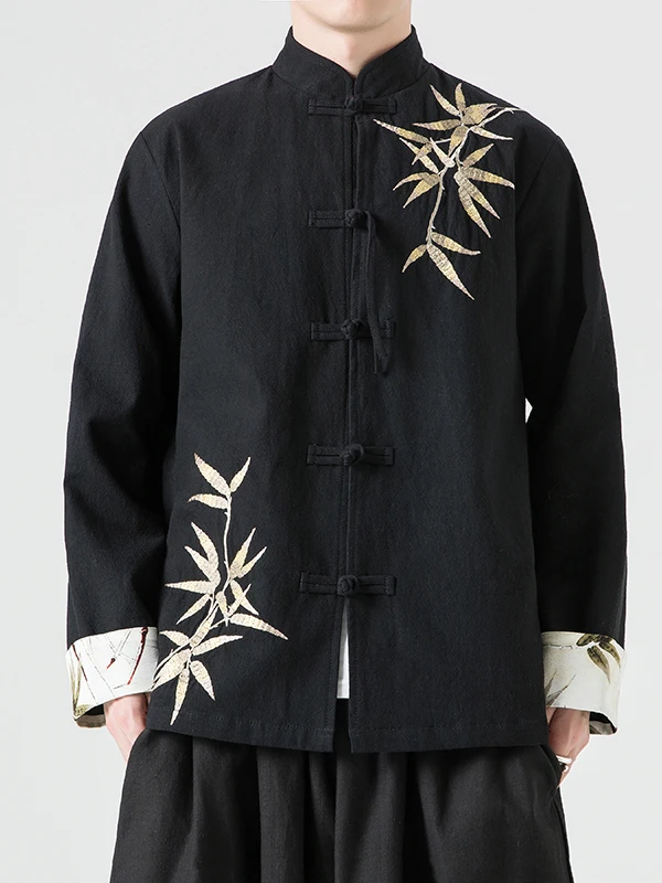 

New Chinese Sle Men's Tang Suit Young Hanfu Jaet Large Size Button up Cotton Linen Casual Spring Autumn Season Wear