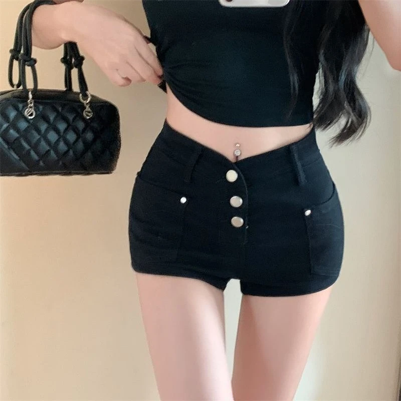 

Новые летние женские джинсовые шорты в американском стиле Hot Girl: розовые, с высокой талией, утягивающие, эластичные, облегающие, для миниатюрных фигур