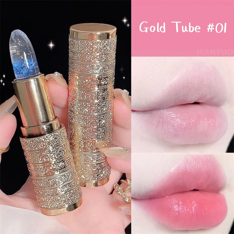Temperaturfarbwechselnder Blumen-Lippenstift Feuchtigkeitsspendender Kristall-Lippenbalsam Wasserfester Langanhaltender Jelly-Lippenstift Lippenpflege Make-up – Detail 12