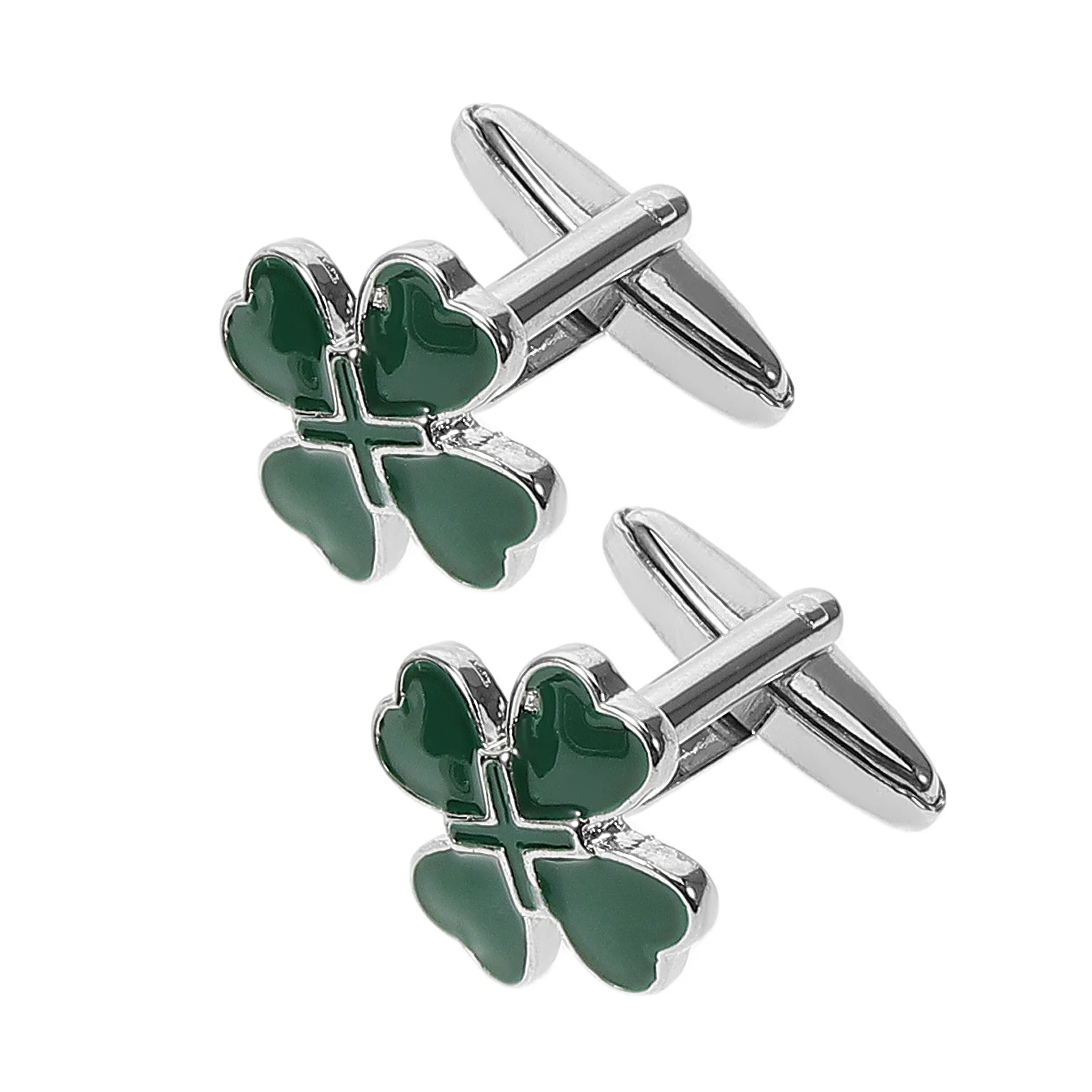 

2pcs Irish Heart Cufflinks Alloy Enamel Shirt Cuff Fasteners St Patricks Day Party Favors Green Sleeve Buttons
