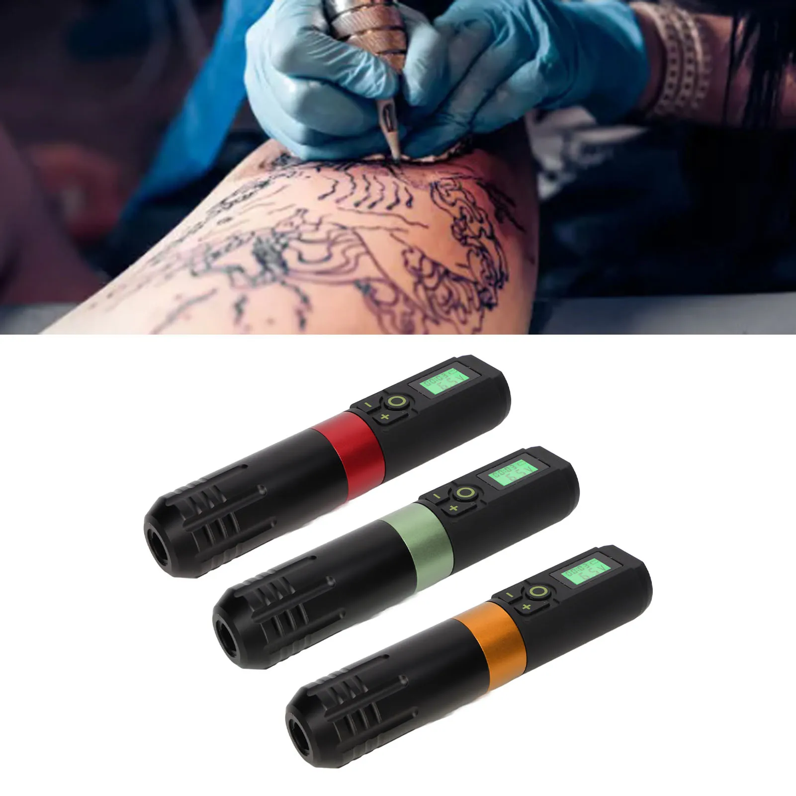 LED Tattoo Pen Wireless Rotary Tattoo Pen LED Display 2000mAh Liner Shader Timing Function Rechargeable Cartridge Tattoo Machine