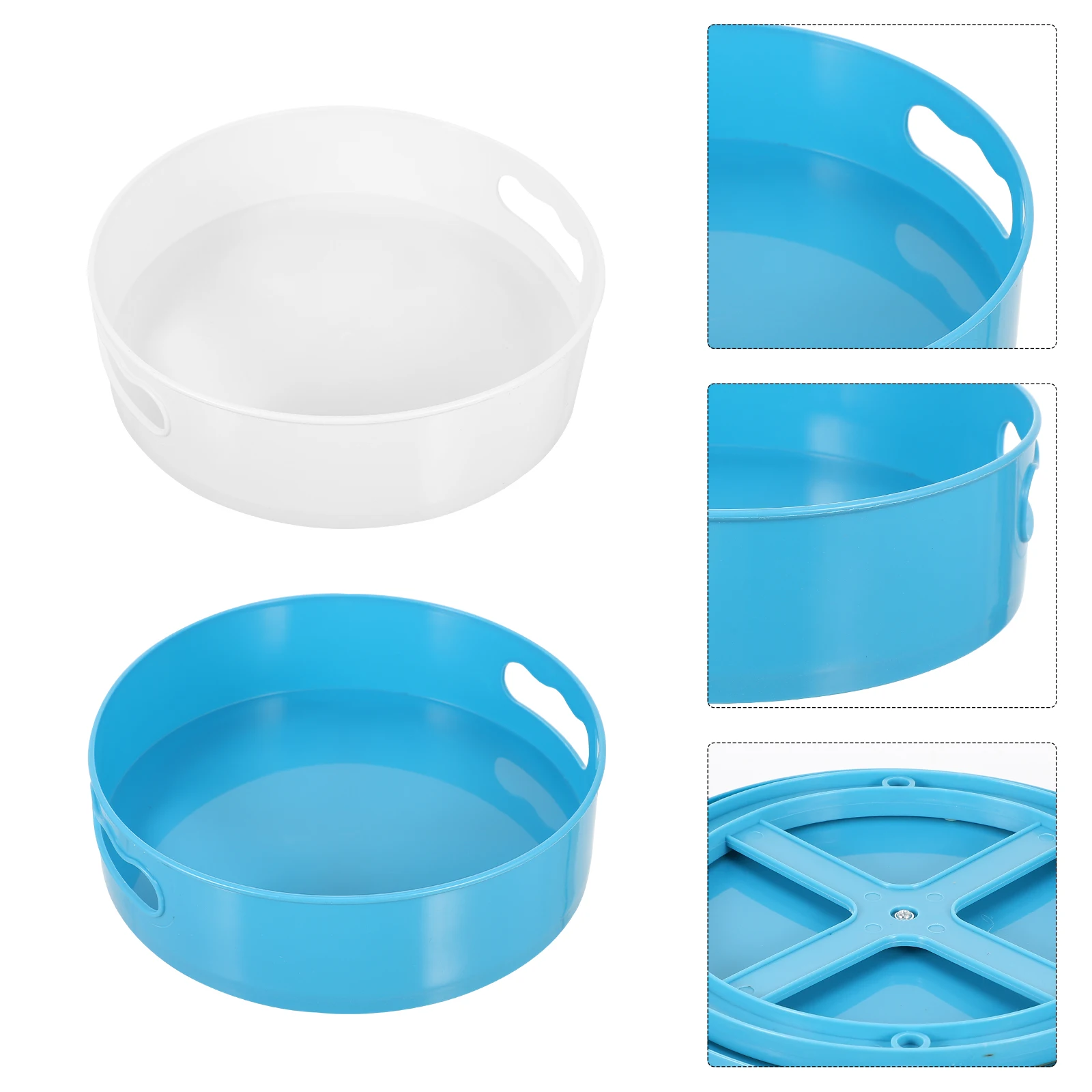 

2pcs Kitchen Seasoning Storage Box Blue White Rotating Tray Non Slip Organizer For Home Dormitory Spice Rack