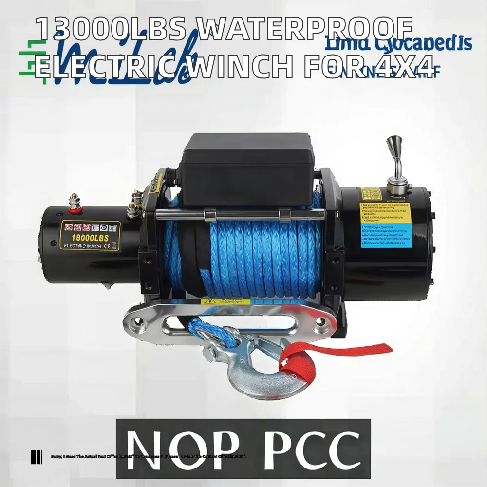 20000lb IP67 Waterproof 12V/24V Remote/Wired Control Steel Wire Electric Winch 4500W 25m Lifting Height Automatic Brake For