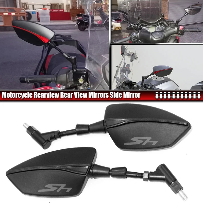For SH125 SH125i SH300 SH300i SH 125 150i SH 300 300i 10mm Motorcycle Adjustabale Rearview Rear View Mirrors Side Mirror