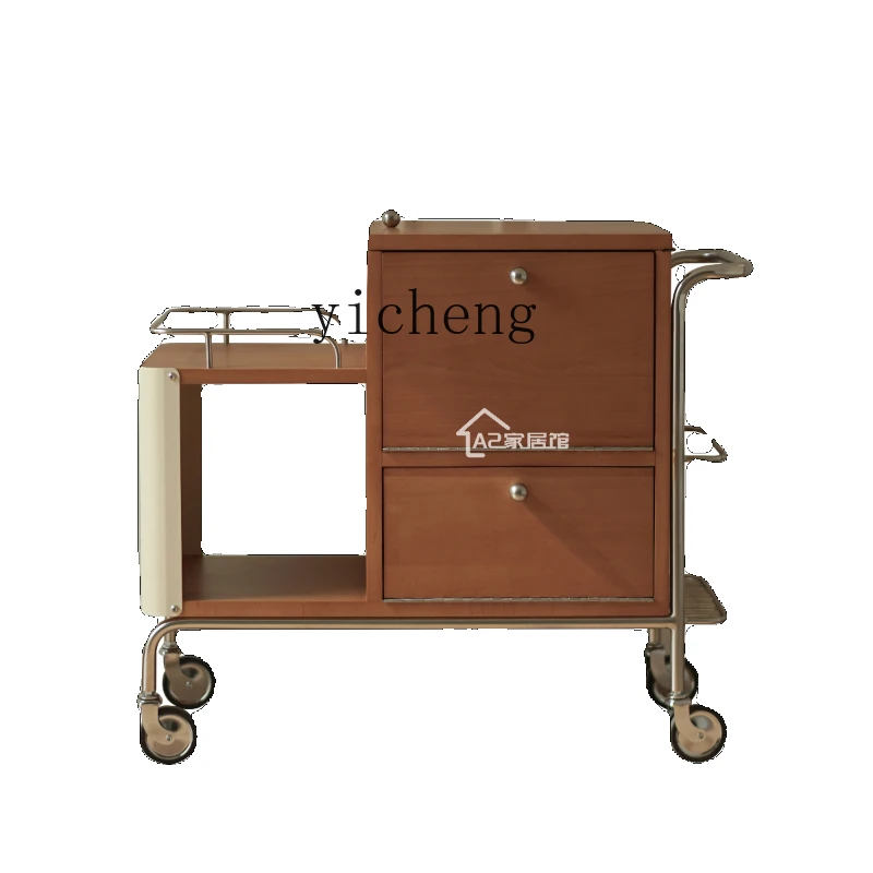 Middle-Ancient Portable Side Table Small Apartment Side Cabinet Living Room Sofa Storage Cabinet Trolley Storage Car