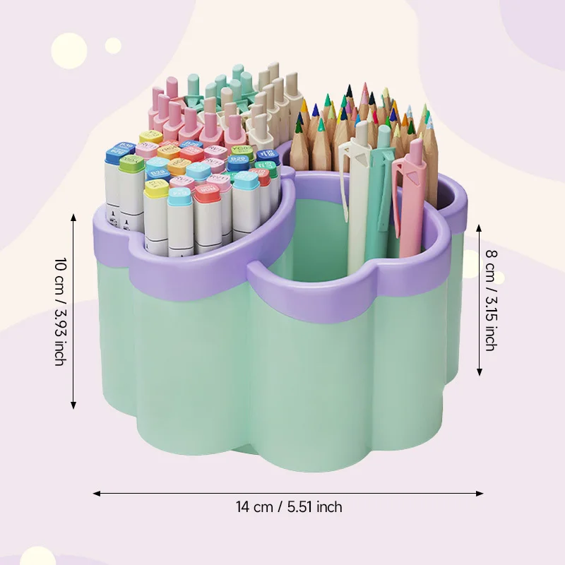 1-Piece 360° Rotating 4-Slot Pen Holder - Large Capacity Desk Organizer for Office, Home & School
