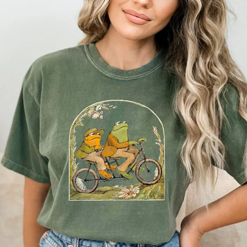 Frog and Toad T Shirt_ Comfort Cotton Shirt Vintage Casual Loose Women Streetwear Short Sleeve O Neck Top Tee New Summer