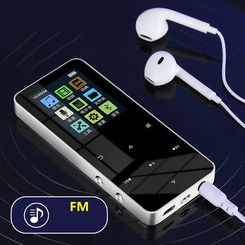 1Pc MP3/MP4 Player With Bluetooth Built-in Speaker Touch Key FM Radio Video Player 1.8 Inch Metal Hifi Player Walkman