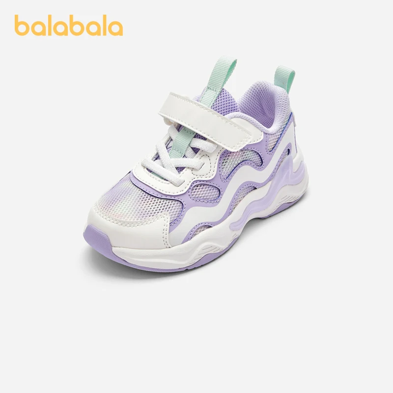 Balabala Kids Sports Shoes Boys Girls Breathable Shoes 2024 Summer New Mesh Running Shoes with Color-Block Design