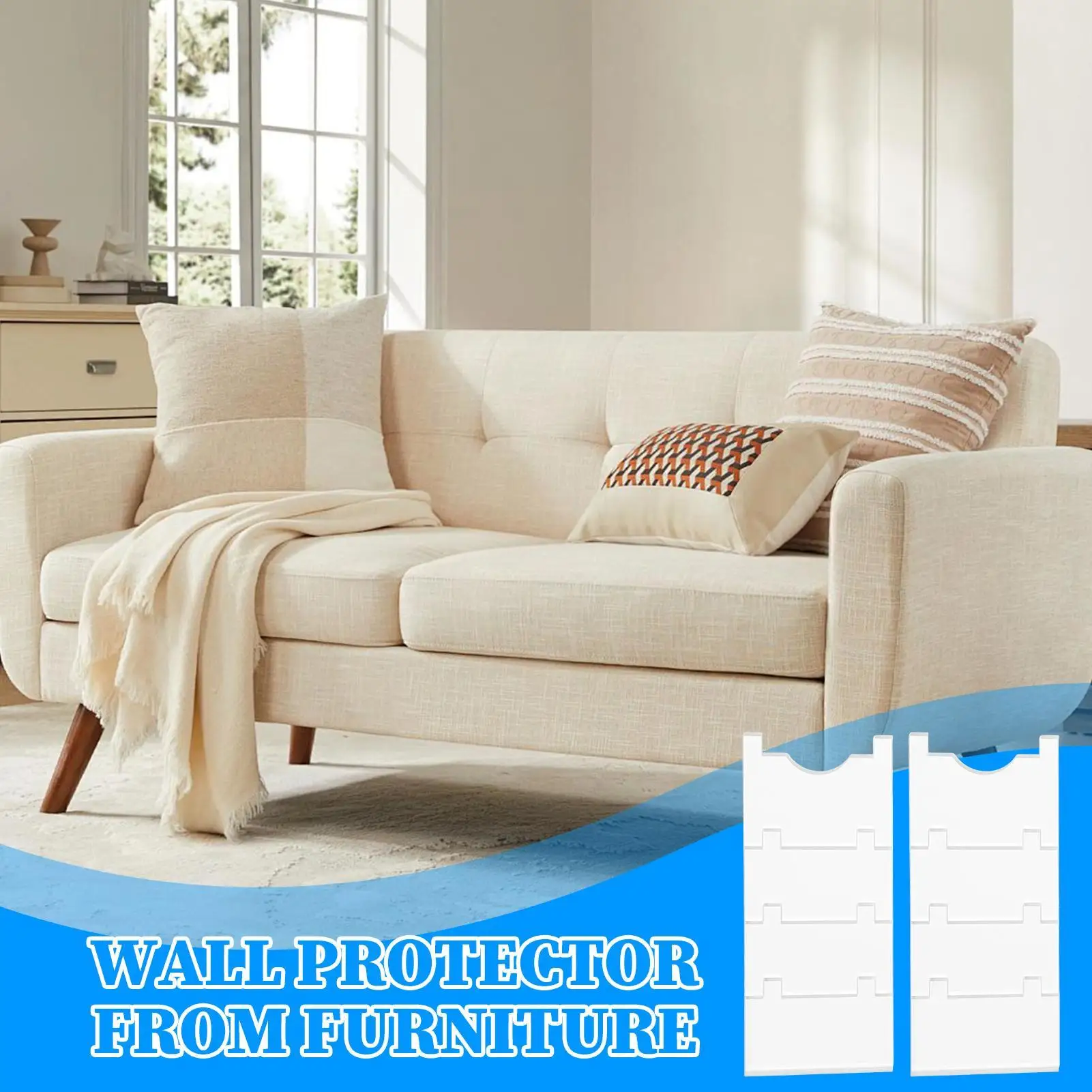 سدادات حائط للأريكة مكونة من قطعتين حماية شفافة من الأكريليك للأريكة وفاصل جداري لطاولة كرسي وأرضيات من الخشب الصلب #3