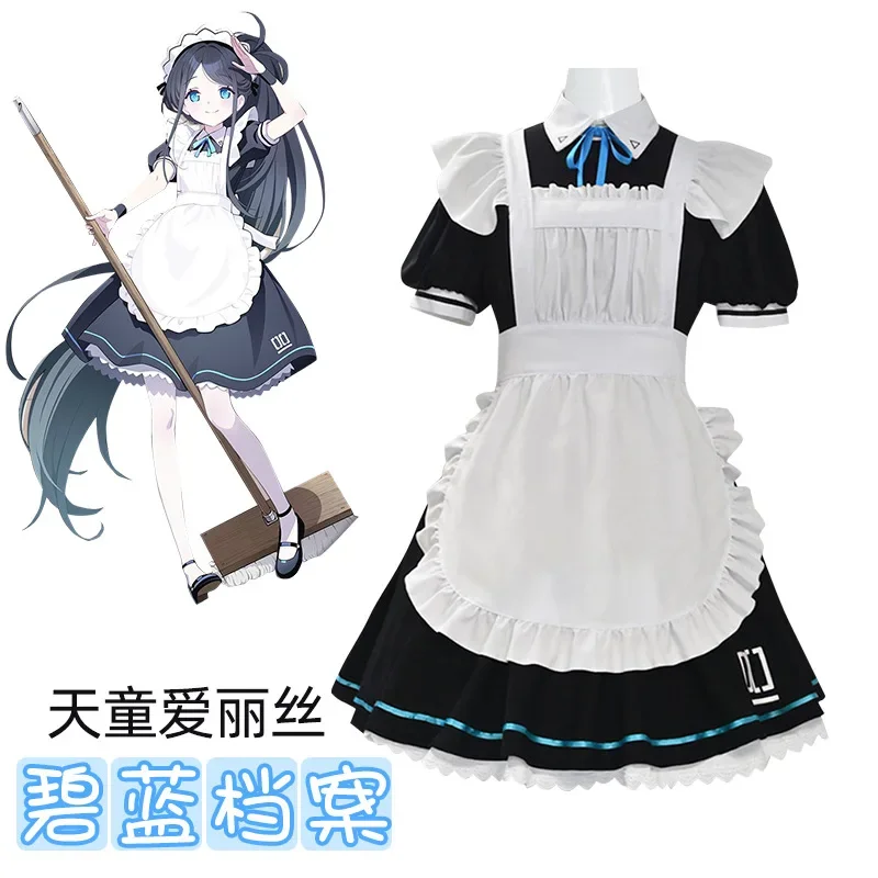 

Game Blue Archive Tendou Arisu Cosplay Costume Halloween Role Play Women Girls Maid Cosplay Black White Dress Lovely Clothes