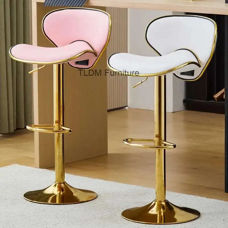 

Light Luxury Minimalist Lifting and Rotating Comfortable Bar Stool Household Milk Tea Shop Cafe Golden High-end Bar Chair