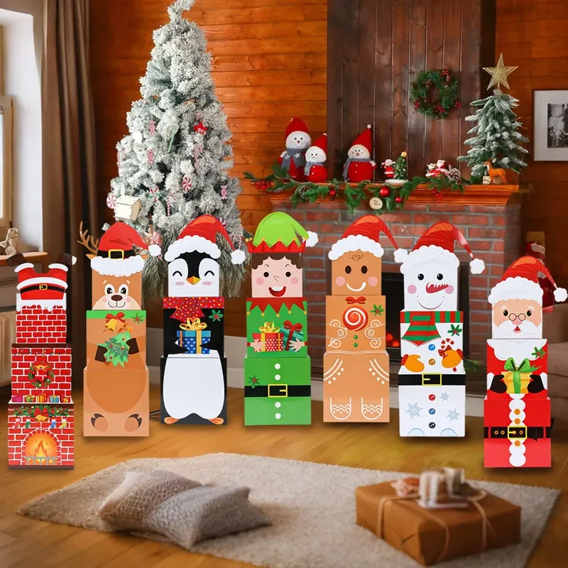 3-teiliges Weihnachts-Schneemann-Geschenkset zum Stapeln, Feiern Sie Weihnachtsfeier-Dekorationen, 2025, Weihnachts-Geschenkboxen zum Stapeln, Weihnachten
