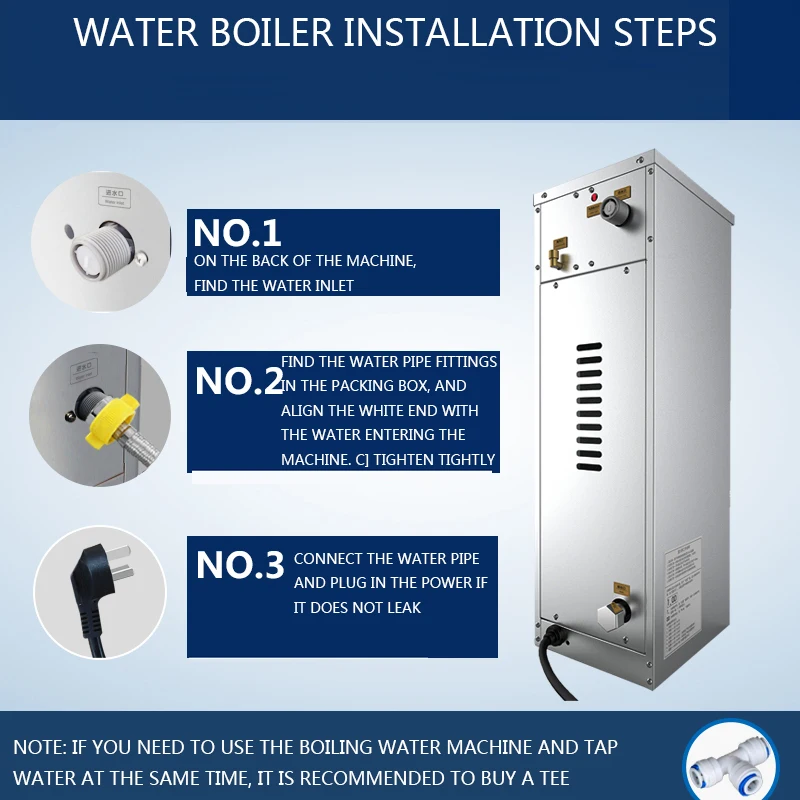 ชานมเครื่องทำน้ำอุ่นไอน้ำร้อนไฟฟ้า220V/1500W สำหรับใช้ในร้านกาแฟ35L เครื่องทำน้ำอุ่นอัตโนมัติ