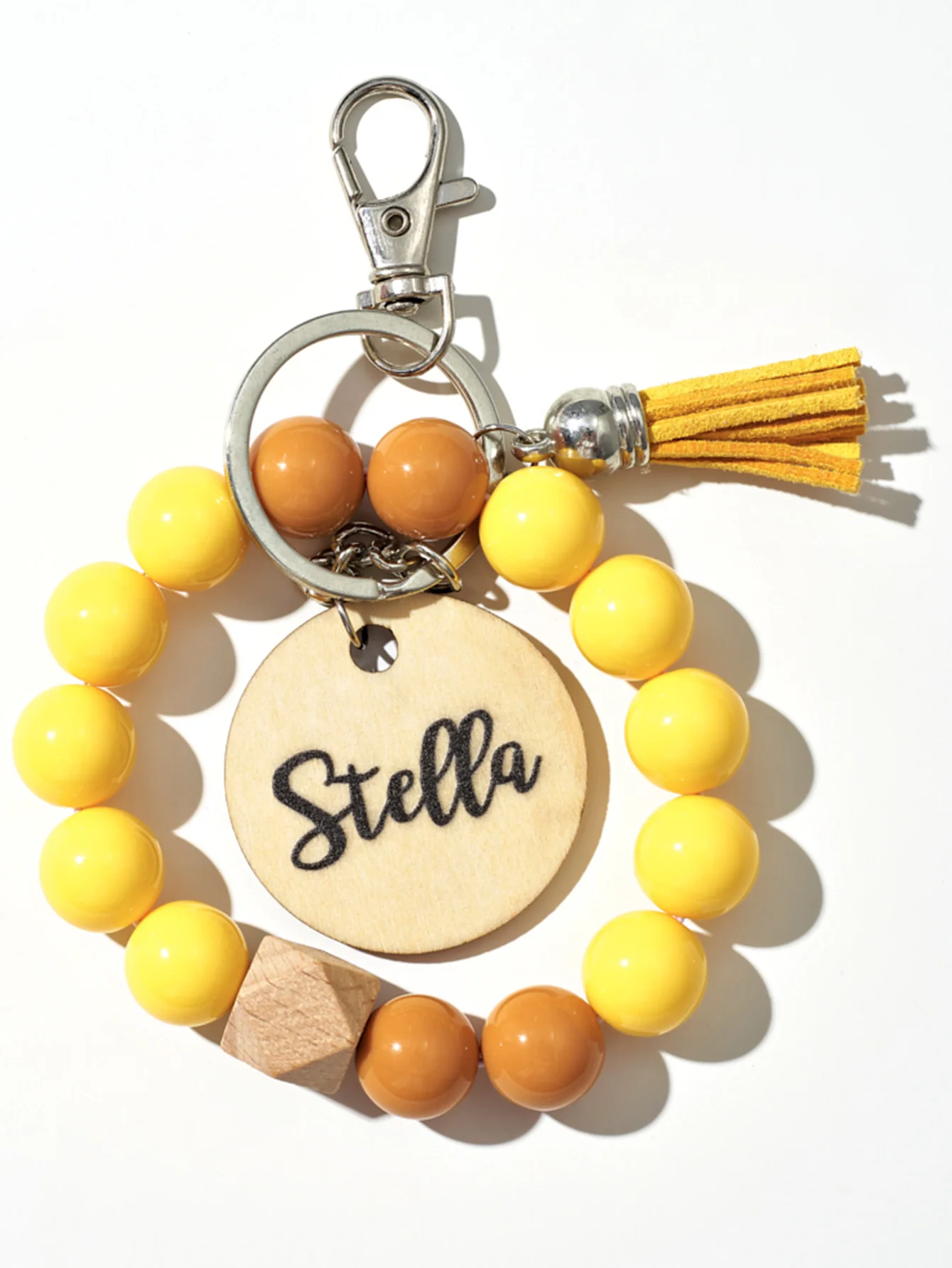 1 قطعة سلسلة المفاتيح مطرزة مخصصة-شخصية اسم اللؤلؤ الصلب محفورة بالليزر متعدد الألوان شرابة مريحة هدايا فريدة الاستخدام اليومي #4