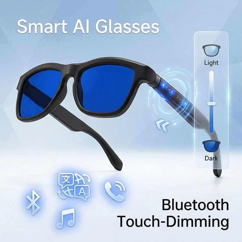 

Умные квадратные солнцезащитные очки Al Smart с изменением цвета, в стиле панк, для мужчин и женщин, ретро-очки с защитой, музыкальный помощник, очки-плеер