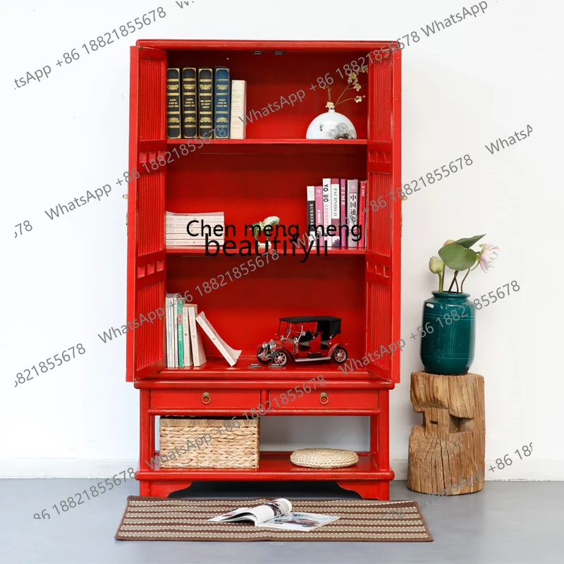 

X Solid wood sideboard simple modern furniture multi-function floor-standing wine cabinet display bookcase