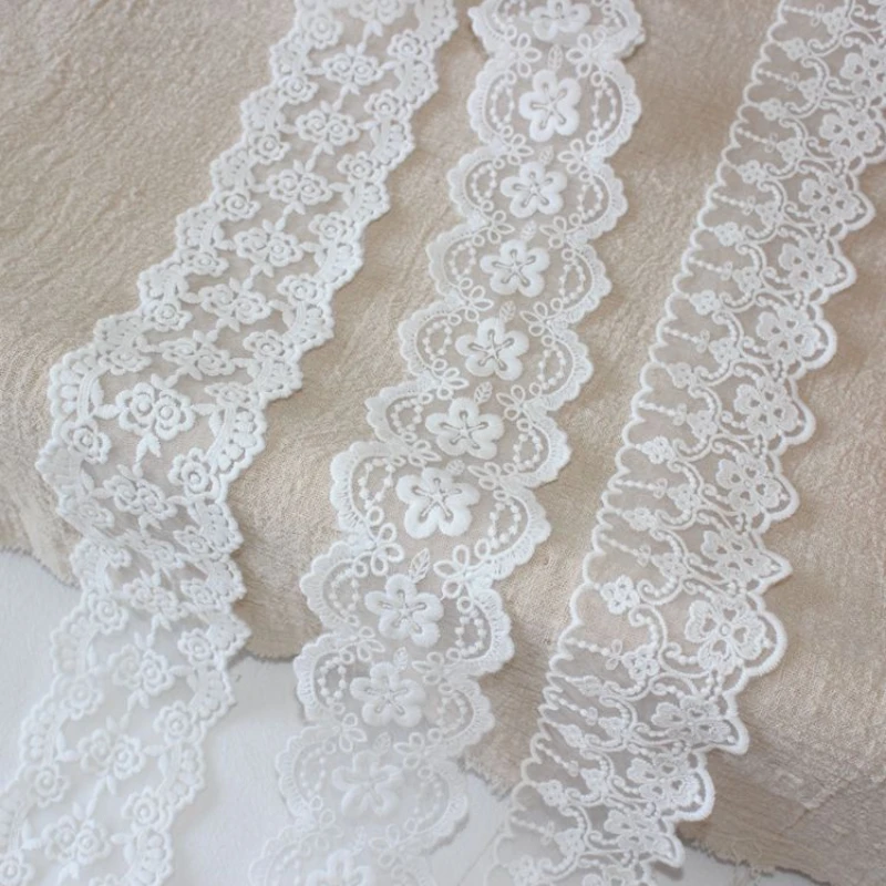 African Embroidery Lace for Needlework, Tulle Fabric, Sewing Ribbon Apparel, DIY Trimmings, New Lace for Needlework, Off White