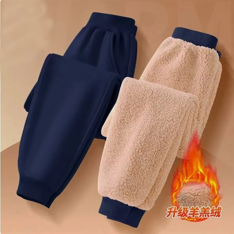 1pcs Autumn Winter Kids Thermal Solid Sports Pants Teenager Fleece-Lined Casual Trousers Childrens Fleece Pantsskirt 110cm-170cm