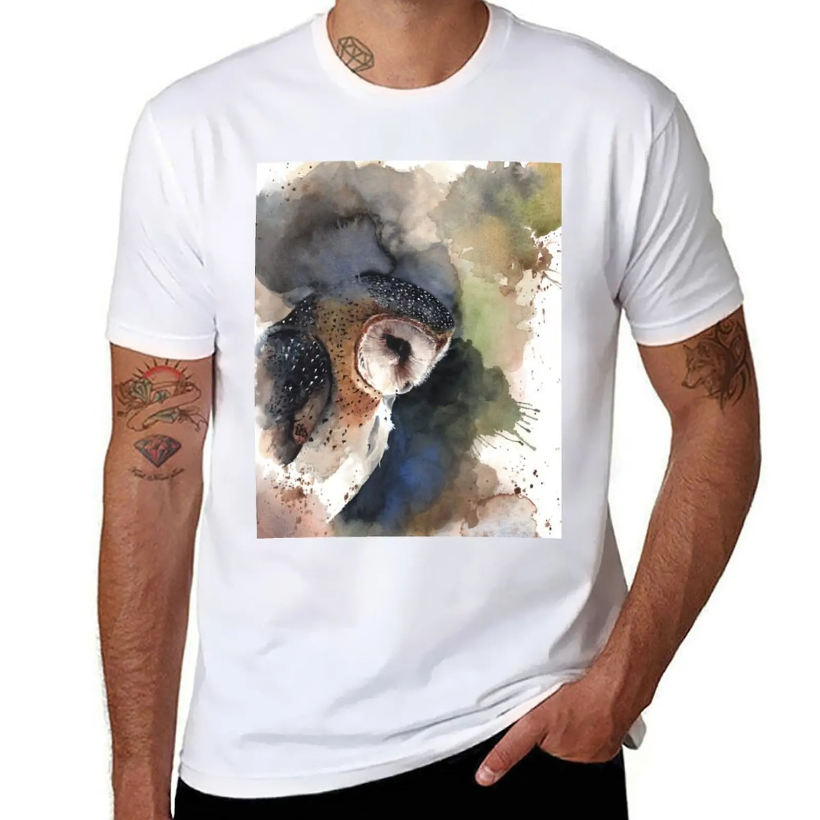 

watercolor barn owl T-Shirt t shirt man designer t shirt for man T-Shirt
