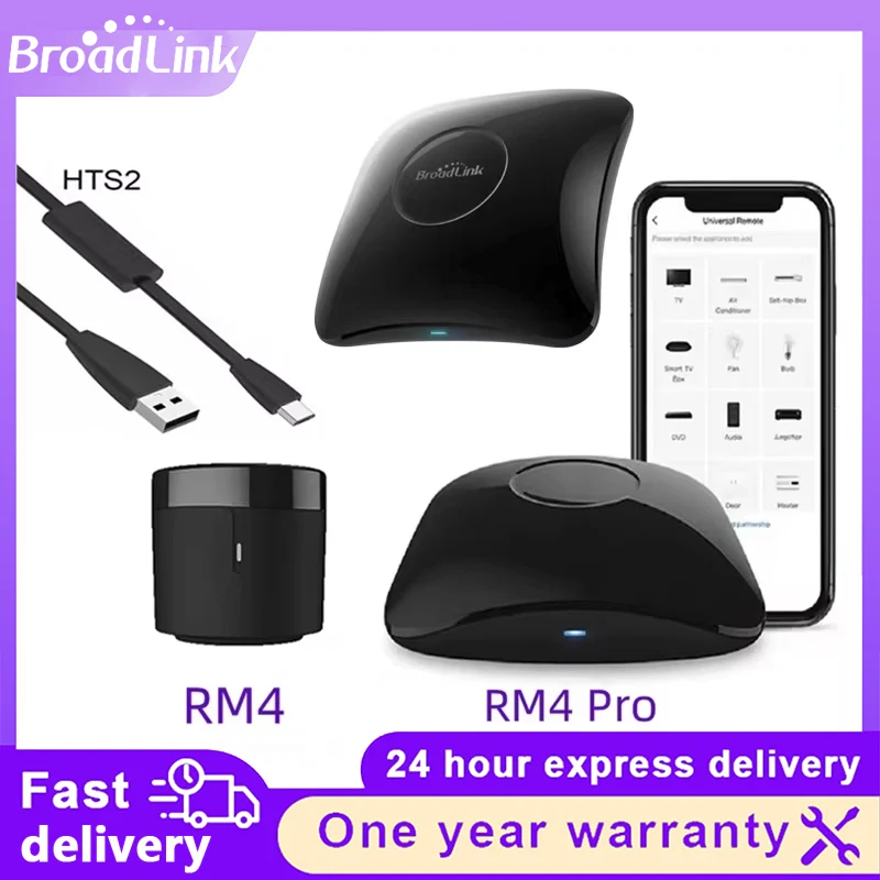 BroadLink RM4 Pro RM4+ HTS2 Version Smart Remote Control with Temperature Humidity Sensor Wireless Universal Remote Smart Home