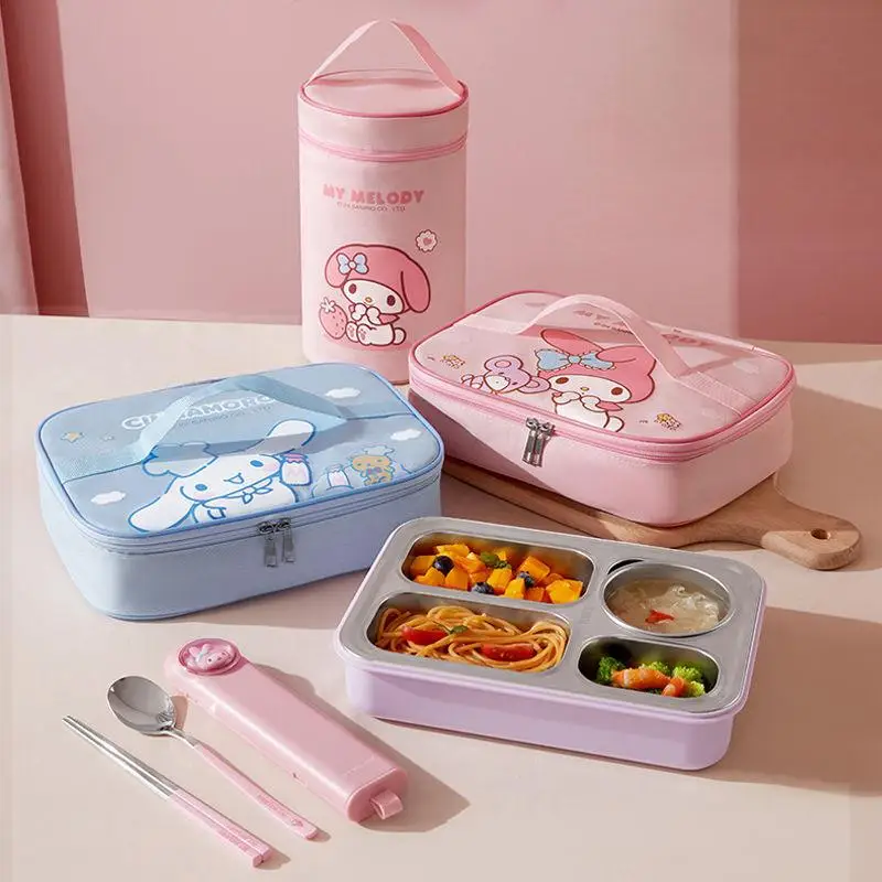 Sanrio My Melody Lunch Box Bag Kawaii Cinnamoroll Student Large Capacity Cartoon Cute Portable Waterproof Insulated Bento Bag