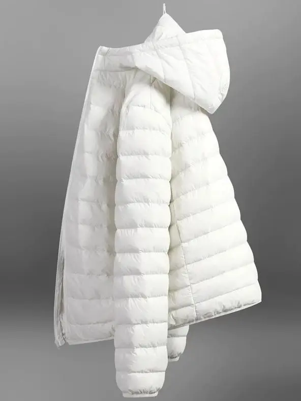 

Высококачественная белая легкая мужская куртка с капюшоном из пуха, осенне-зимняя, для пар, повседневная, укороченная