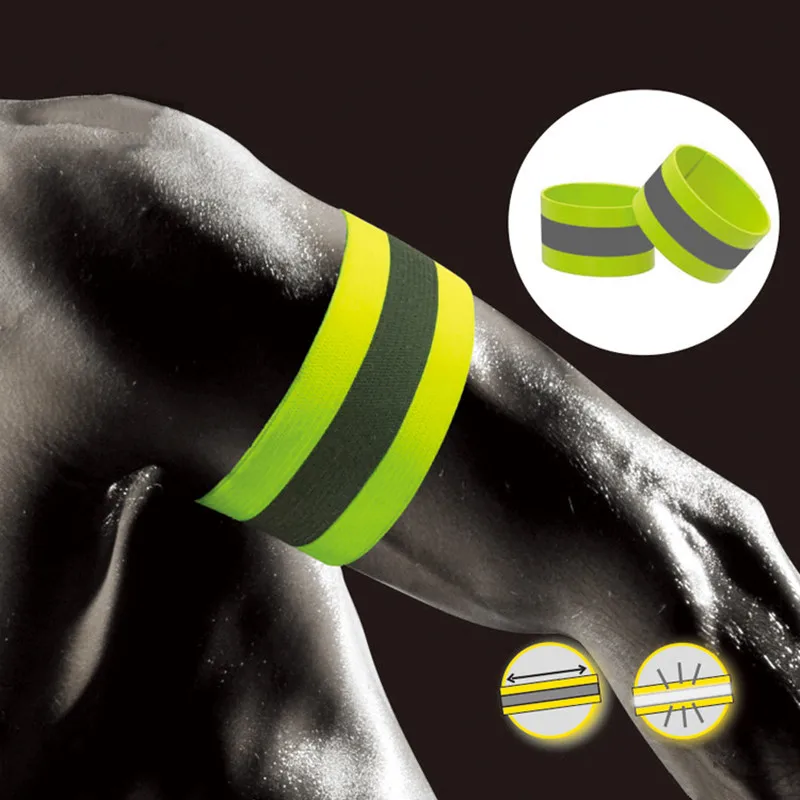 Elastic Reflective Bands Armband Reflector Tape Wristband Ankle Leg Safety Straps for Night Cycling Running Warning Light 1Pc